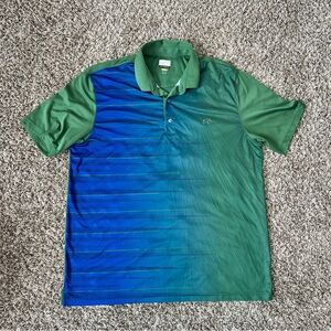 Greg Norman Play Dry Golf Green & Blue Polo Shirt Cooling Stretch Breathable